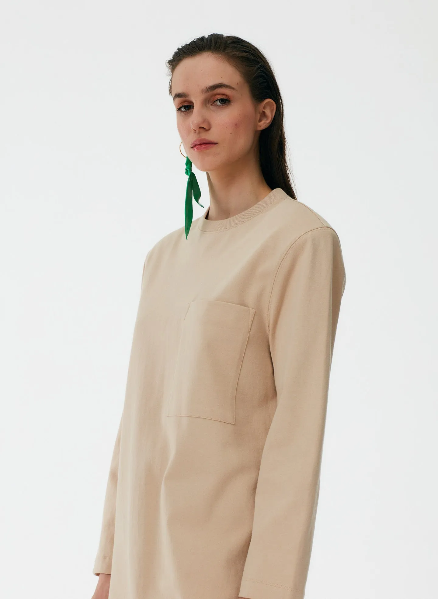 Punto Milano Long Sleeve Shoulder Pad T-Shirt Dress