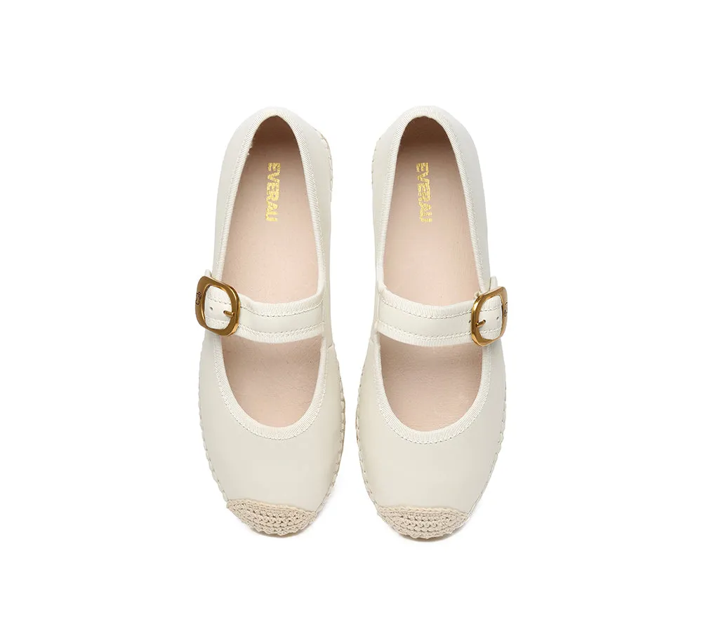 Women Leather Adjustable Buckle Flat Espadrilles Mila